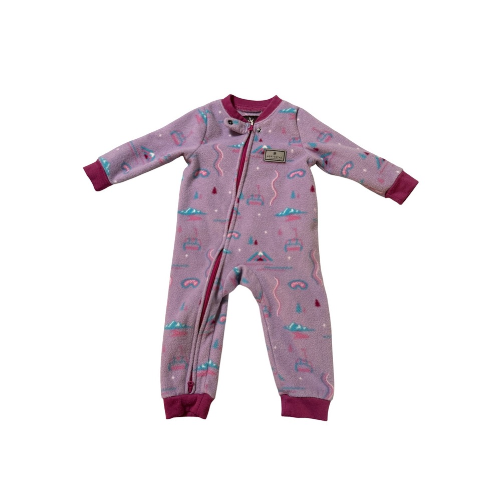 North Star Size 6M Purple Zip Sophia Onesie Cotton Candy Ski Lift Mountain Baby